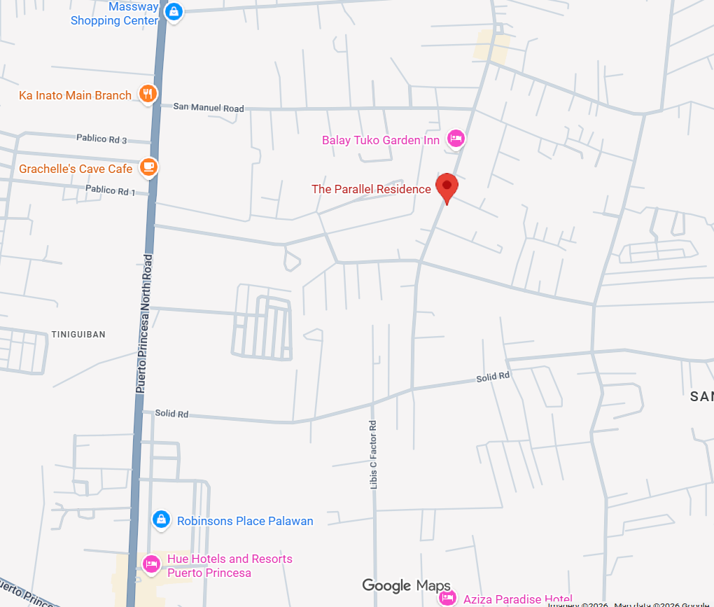 Map showing The Parallel Residence near Balay Tuko Garden Inn, Puerto Princesa
